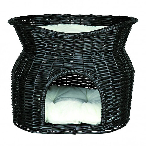 Panier en osier noir avec 2 couchettes pour chats Trixie