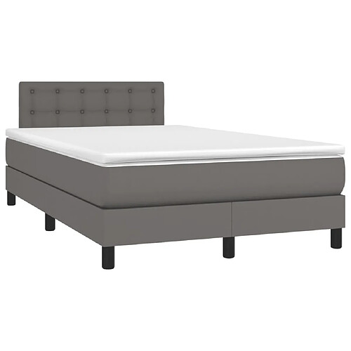 Maison Chic Lit adulte- Lit + matelas,Sommier à lattes de lit avec matelas gris 120x190 cm similicuir -GKD15702