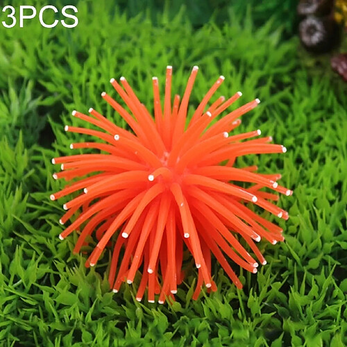 Wewoo Décoration aquarium Orange 3 PCS Articles TPR Simulation Sea Urchin Ball Corail avec Point, Taille: M, Diamètre: 10cm