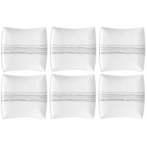 Ac-Deco Set de 6 assiettes plates carrée - 26 cm x 26 cm - Porcelaine