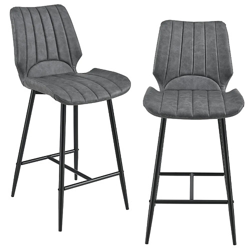 Helloshop26 Lot de 2 tabourets de bar siège de cuisine 103 cm gris foncé 03_0002785