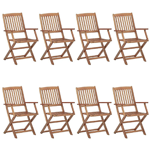 vidaXL Chaises pliables d'extérieur lot de 8 Bois d'acacia solide