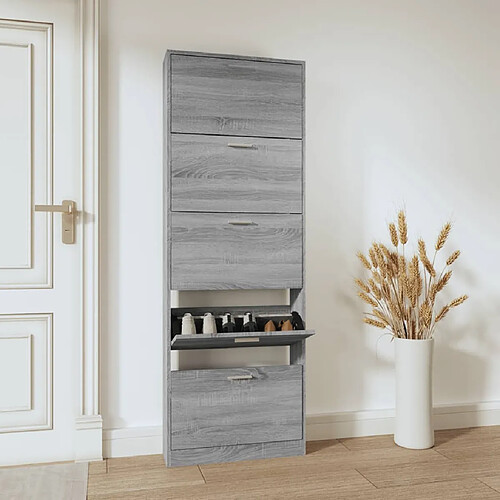 vidaXL Armoire à chaussures Sonoma gris 59x17x169 cm Bois d'ingénierie