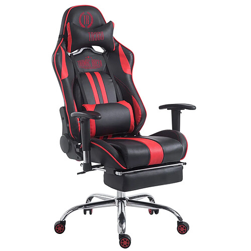 Decoshop26 Fauteuil de bureau gamer avec repose-pieds extensible mécanisme de bascule en PVC noir / rouge 10_0002746