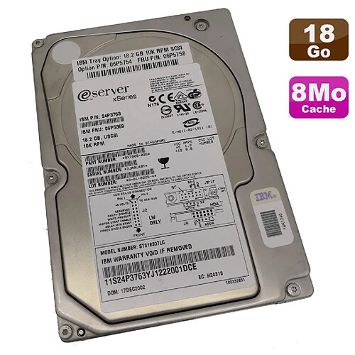 Disque Dur 18.2Go SCSI 3.5" IBM ST318307LC 24P3763 06P5369 · Occasion