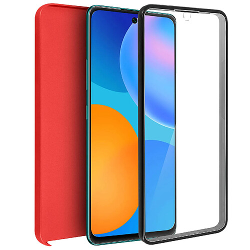 Avizar Coque Huawei P smart 2021 Protection Arrière Rigide et Avant Souple rouge