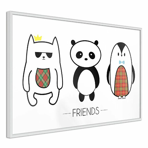 Paris Prix Affiche Murale Encadrée Buddies 60 x 40 cm Blanc