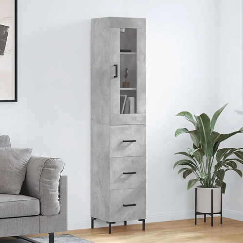 vidaXL Buffet haut Gris béton 34,5x34x180 cm Bois d'ingénierie