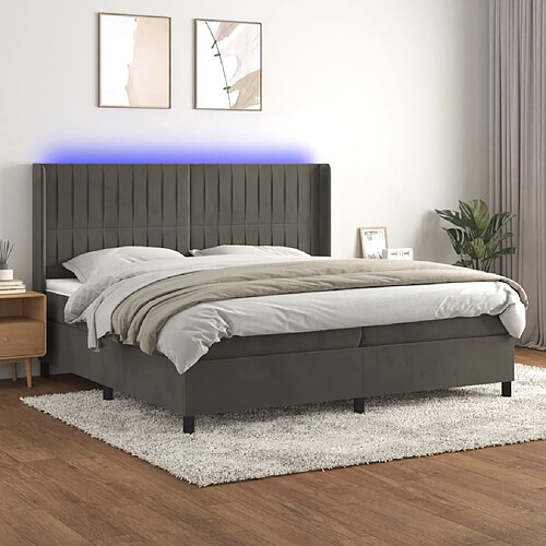 Sommier à lattes,Cadre à lattes de lit pour Adulte matelas et LED Gris foncé 200x200 cm -MN12907