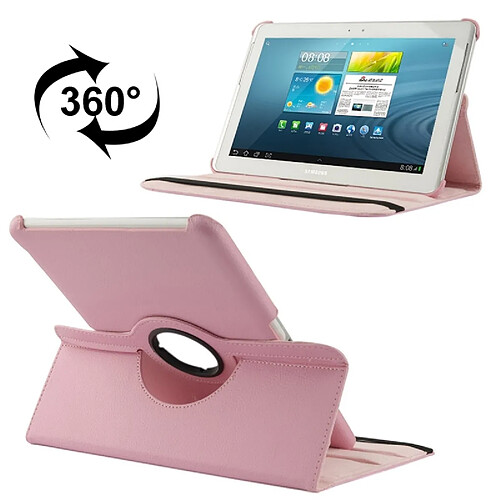 Wewoo Housse Étui rose pour Samsung Galaxy Tab 2 10.1 / P5100 360 degrés Rotatif Litchi Texture en cuir avec support