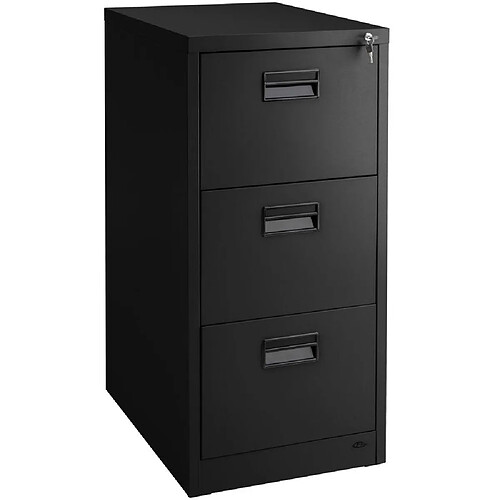 Helloshop26 Armoire de bureau verrouillable étagère meuble 3 tiroirs noir 08_0000376