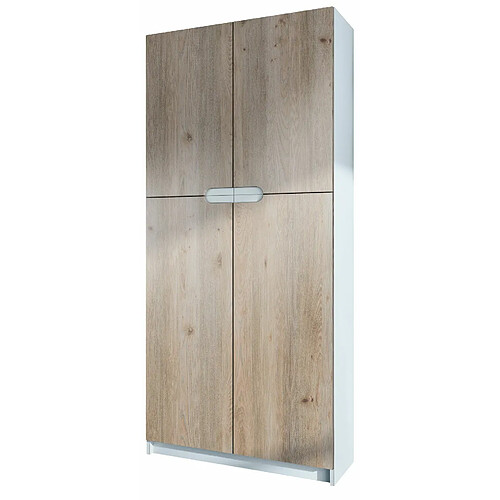 Mpc Armoire De Bureau Blanc Mat Et Aspect Chêne Nordique (LxHxP) : 82 x 185 x 37