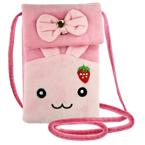 Avizar Pochette Bandoulière pour Smartphone en Tissu Design Lapin Dormant Rose