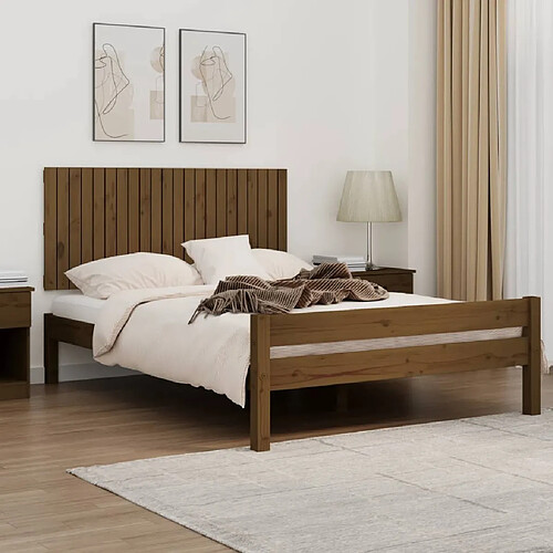 vidaXL Tête de lit murale Marron miel 140x3x60 cm Bois massif de pin