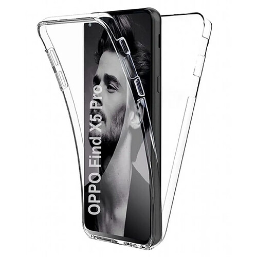 Htdmobiles Coque pour Oppo Find X5 Pro 5G - housse etui silicone gel fine 360 integrale (avant et arriere) + film ecran - TRANSPARENT