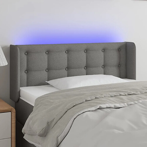 Maison Chic Tête de lit scandinave à LED,meuble de chambre Gris foncé 83x16x78/88 cm Tissu -MN12164