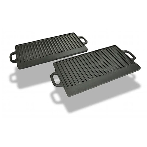 vidaXL Plancha en fonte réversible 2 pcs 38x23 cm