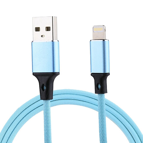 Wewoo Câble bleu pour iPhone X / 8 et 8 Plus / 7 7 Plus / 6 6 6 Plus 6 s Plus / iPad 1m 2A Sortie USB à Lightning 8 broches Nylon Weave Style de charge de synchronisation de données,