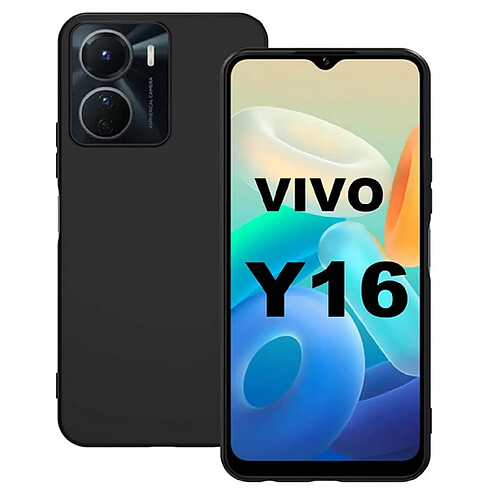 Htdmobiles Coque pour Vivo Y16 - housse etui silicone gel fine + verre trempe - NOIR