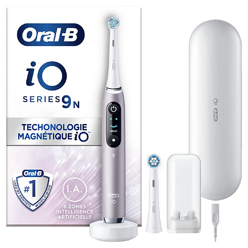 Oral-B iO 9 - Avec Etui de Voyage et Porte Brossette - Rose Quartz - Brosse À Dents Électrique