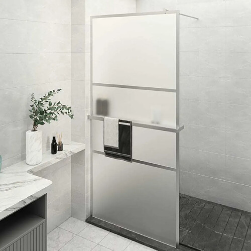 Maison Chic Paroi de douche | Écran de douche | Cloison de douche et étagère Chrome 80x195 cm Verre ESG&Aluminium -GKD67476