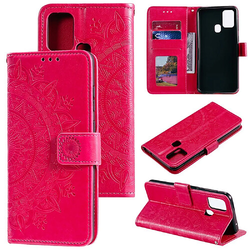 Etui en PU empreinte fleur cool rose pour votre Samsung Galaxy A21s