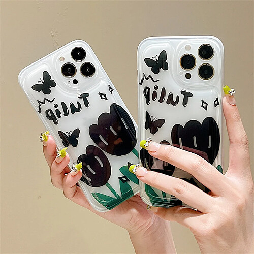 GUPBOO Étui pour iPhone13Pro étui de téléphone japonais et coréen papillon tulipe graffiti pour femme