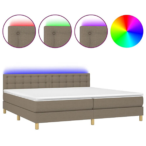 Maison Chic Lit adulte- Lit + matelas,Sommier à lattes de lit et matelas et LED Taupe 200x200cm Tissu -GKD59196