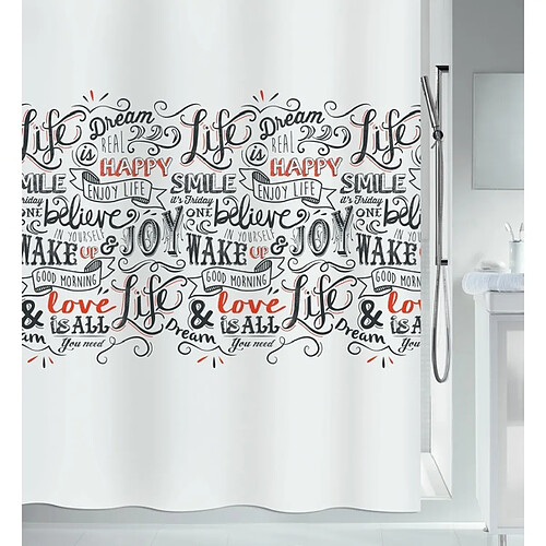 Spirella Rideau de douche Polyester LOVEJOY 180x200cm Noir & Rouge