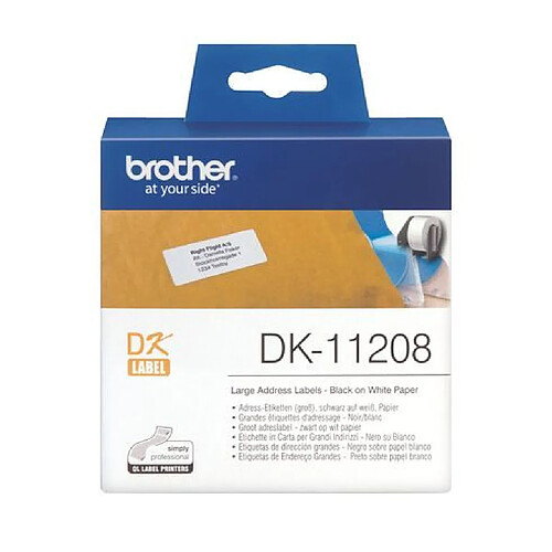 Etiquette adresse papier 38 x 90 mm Brother DK11208 blanche - Rouleau de 400