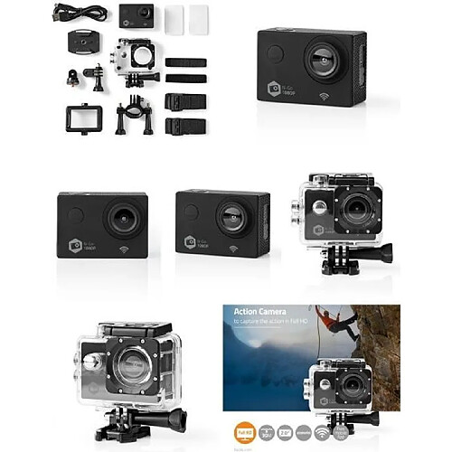 Caméra sport Type GOPRO 20 MPixel + Support Étanche 30.0 m 90 min Wi-Fi pour: Android™ / IOS