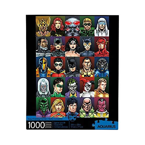 AQUARIUS Dc comics Puzzle cast Faces (Puzzle 1000 piAces) - Marchandises et objets de collection Dc comics sous licence officielle - Sans Ablouissement - Ajustement prAcis - 20 x 28 pouces