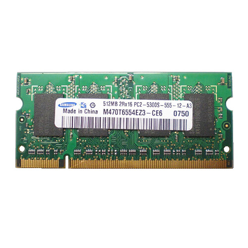 512Mo RAM PC Portable SODIMM SAMSUNG M470T6554EZ3-CE6 DDR2 PC2-5300S 667MHz CL5 · Occasion