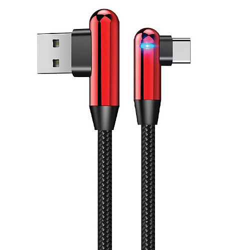 Evelatus TPC05 Câble de chargeur USB vers USB-C en nylon tressé en forme de L pour données et PD 20 W 1 m Rouge