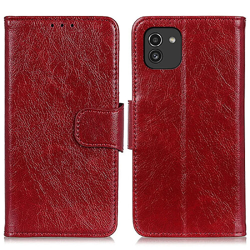 Etui en PU texture nappa rouge pour votre Samsung Galaxy A03 (166.5 x 75.98 x 9.14mm)