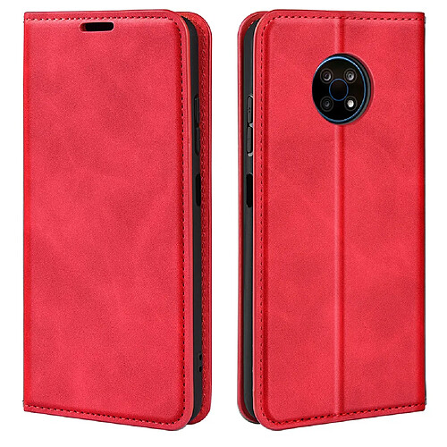 Etui en PU toucher de la peau, avec support, rouge pour votre Nokia G50 5G