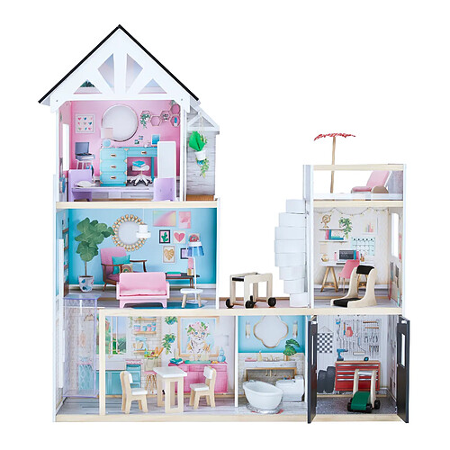 Olivia's Little World Par Teamson Kids Grande Maison De Poupée En Bois Interactive 3 Étages Avec 18 Accessoires Pour Enfants Dreamland TD-13500C