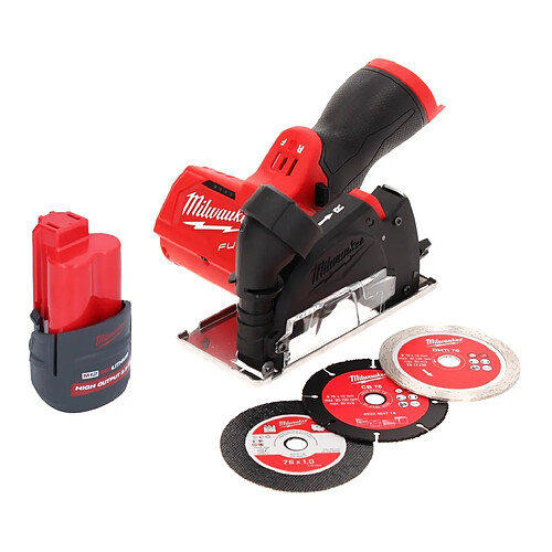 Milwaukee M12 FCOT-251 Meuleuse d'angle 12 V 76 mm sans balais + 1x batterie 2,5 Ah - sans chargeur de batterie