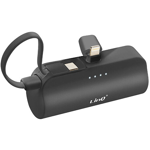 Batterie de Secours 6000mAh Double Connectivité USB C et Lightning LinQ Noir