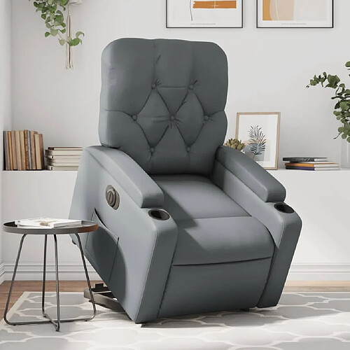 vidaXL Fauteuil inclinable électrique gris similicuir