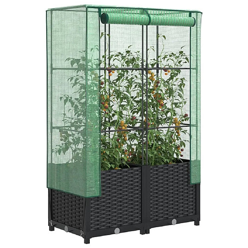 vidaXL Jardinière surélevée avec housse aspect rotin 80x40x138 cm