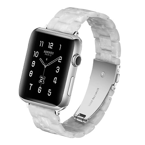 Wewoo Bracelet de montre en résine Simple Fashion pour Apple Watch séries 5 et 4 44 mm et séries 3 et 2 et 1 42 mm blanc perle