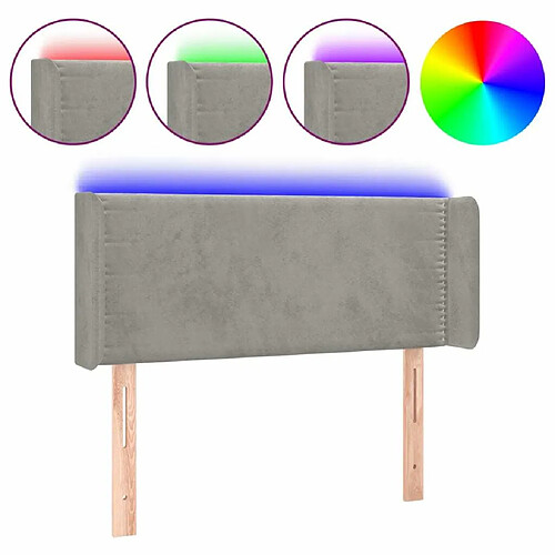 Maison Chic Tête de lit moderne à LED lumineuse pour chambre - Décoration de lit Gris clair 93x16x78/88 cm Velours -MN31308