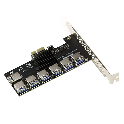 Kalea-Informatique Carte de réplication PCIe 1x vers 7 ports par liaisons USB3 - Pour risers USB PCIe