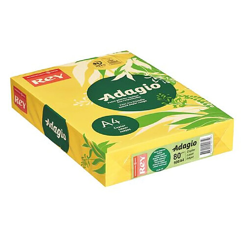 Ramette papier couleur Rey Adagio couleurs intenses A4 80 gr - 500 feuilles - jaune vif