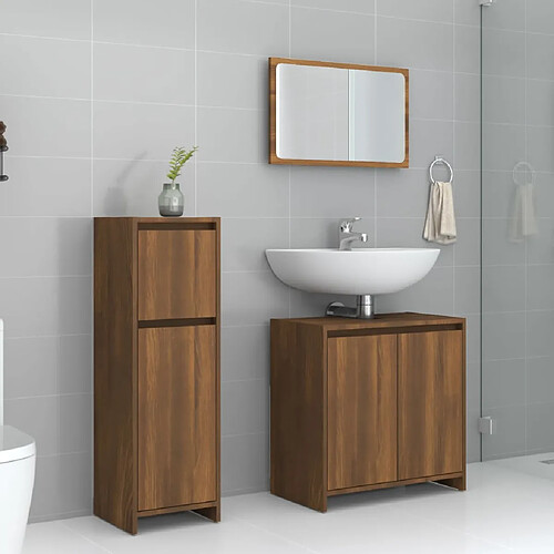 vidaXL Ensemble de meubles de salle de bain 3 pcs Chêne marron