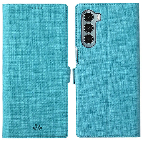 Etui en PU VILI fermeture automatique magnétique avec support et porte-carte bleu pour votre Motorola Moto G200 5G