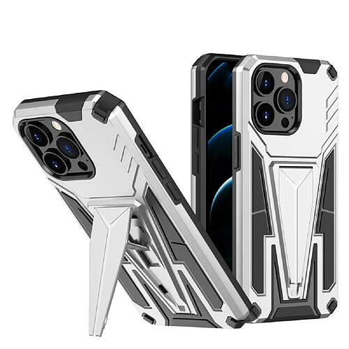 Coque en TPU antichoc, béquille, hybride argent pour votre Apple iPhone 13 Pro Max 6.7 pouces