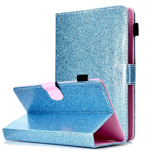 Wewoo Housse Coque Pour Tablette 10 pouces Vernis Paillettes Pochette horizontale en cuir avec support et fente carte Bleu