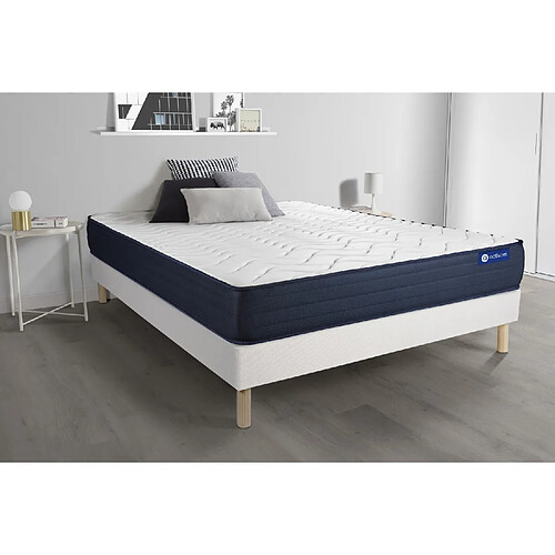 ACTISOM Ensemble matelas ACTILATEX LIFE 200x200 Latex et Mémoire de forme 5zones de confort + sommier KIT blanc